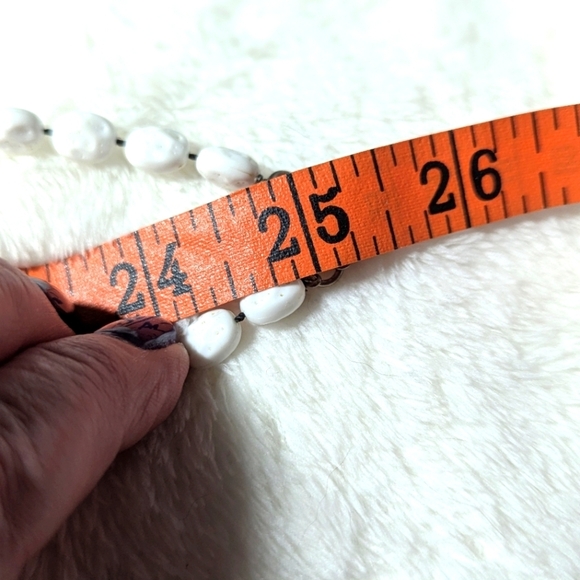 Vintage Sarah Coventry White Acrylic Beaded Necklace on Black Knotted Thread - Picture 3 of 6